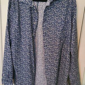 Men's Casul Button Down, Size XL, Blue Floral